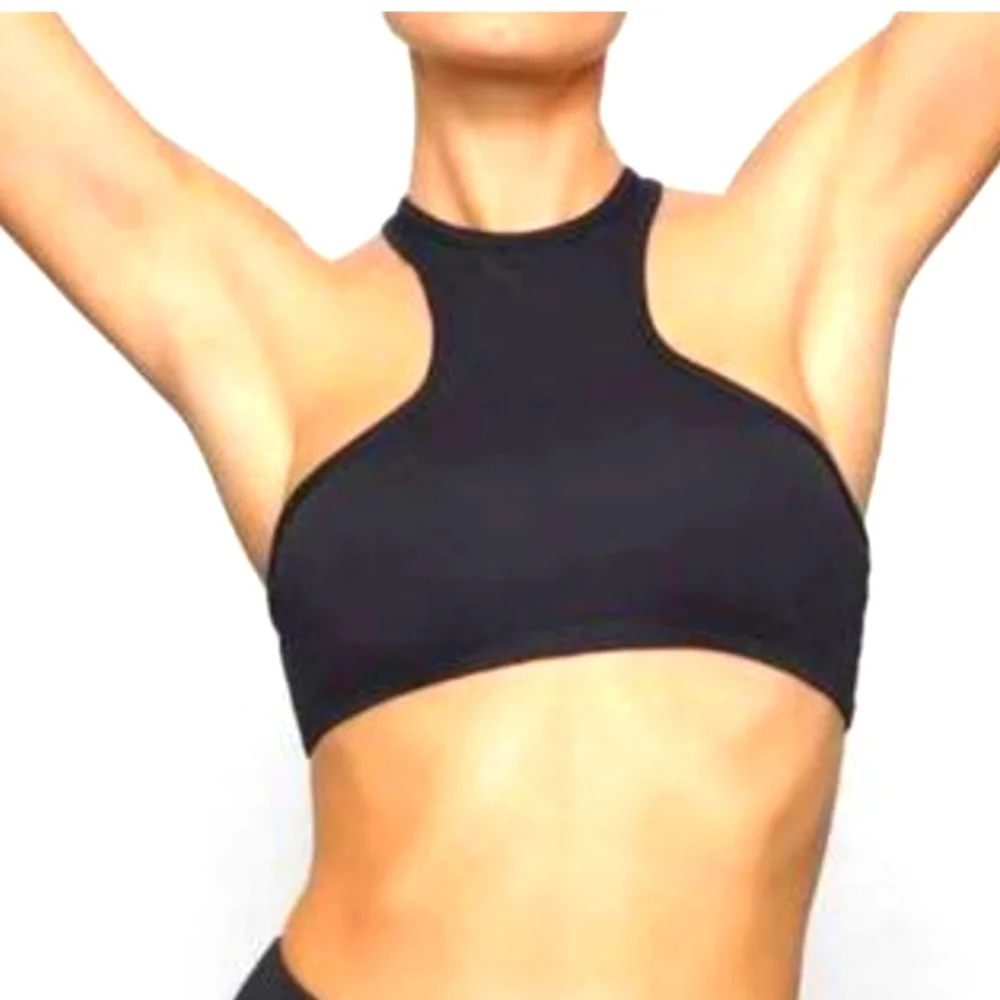 NWT SKIMS Swim High Neck Racerback Top Onyx Black Plus 4X